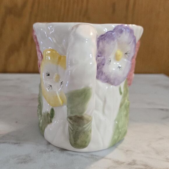 World Bazaars Inc Ceramic Pansies Mug, 12 oz, Pink Yellow Purple Pansies - Picture 6 of 7